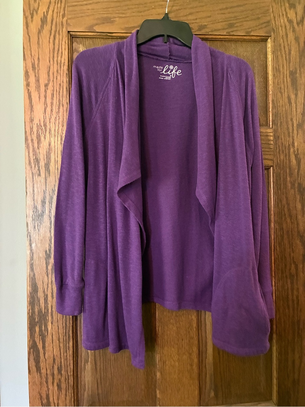 made for life Deep Purple Open-Front Draped Cardigan